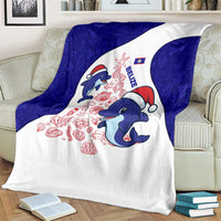 Belize Christmas Blanket with Santa Dolphins Coral Reef and Ocean Holiday Theme - Wonder Print Shop