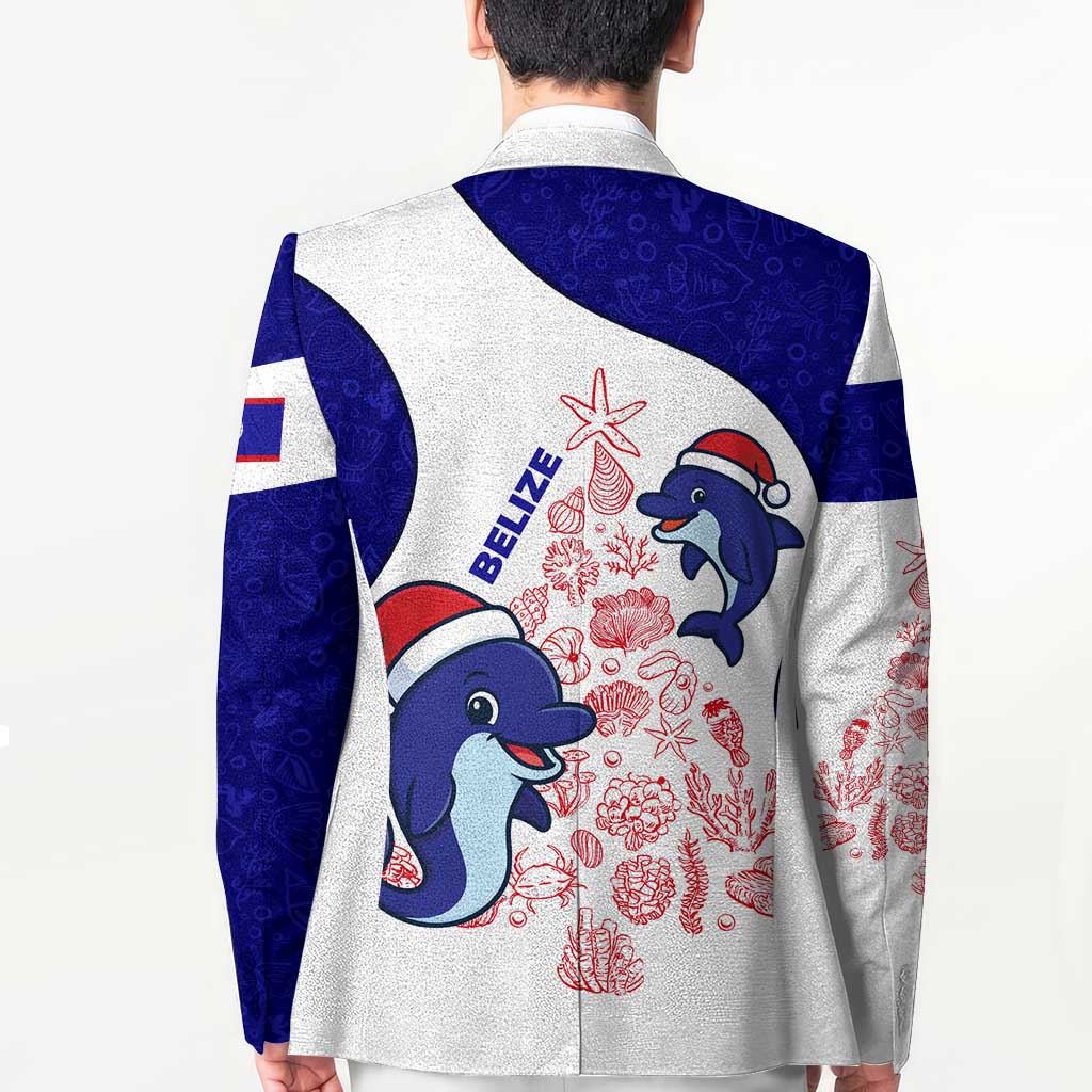 Belize Christmas Blazer with Santa Dolphins Coral Reef and Ocean Holiday Theme - Wonder Print Shop