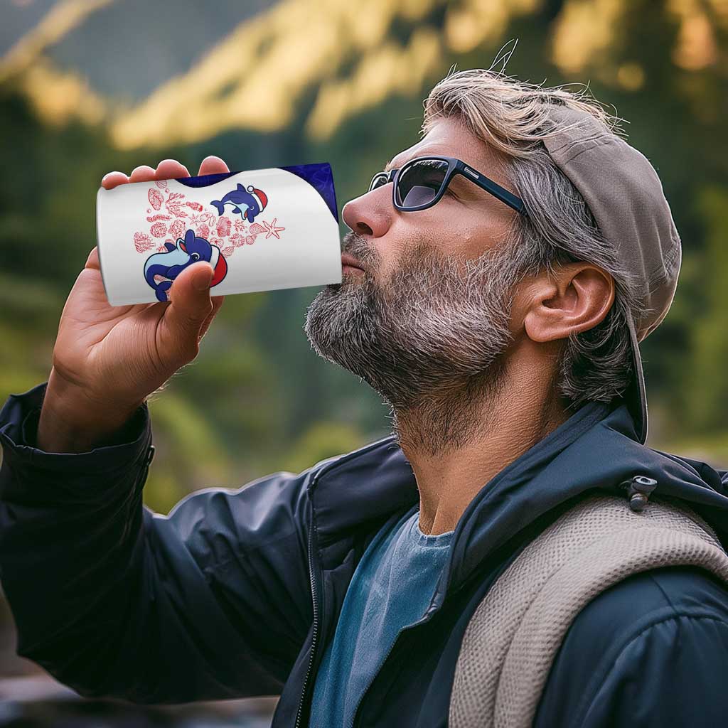 Belize Christmas 4 in 1 Can Cooler Tumbler with Santa Dolphins Coral Reef and Ocean Holiday Theme - Wonder Print Shop