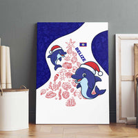 Belize Christmas Canvas Wall Art with Santa Dolphins Coral Reef and Ocean Holiday Theme - Wonder Print Shop