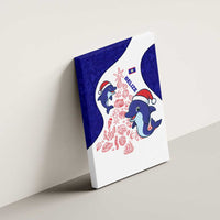 Belize Christmas Canvas Wall Art with Santa Dolphins Coral Reef and Ocean Holiday Theme - Wonder Print Shop