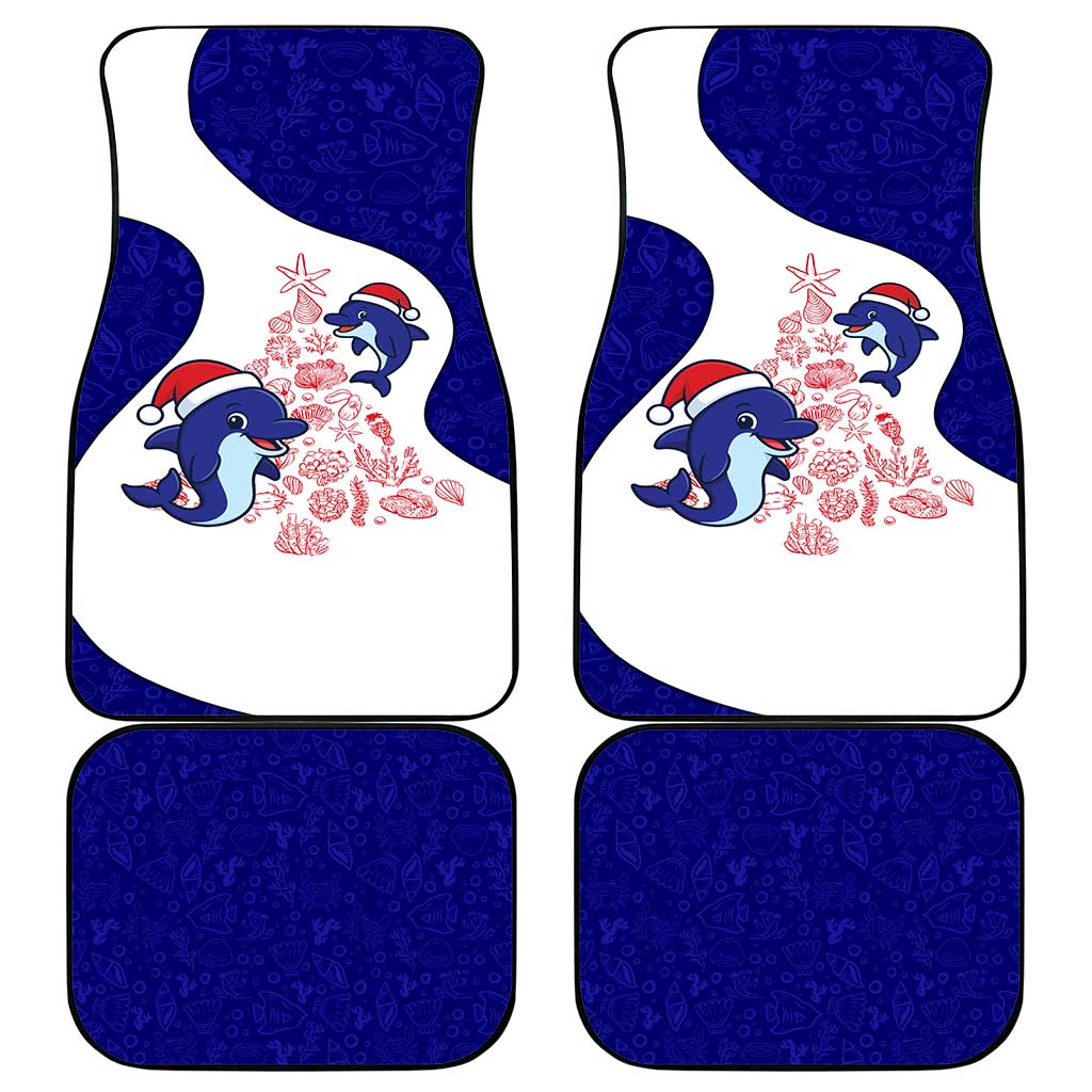 Belize Christmas Car Mats with Santa Dolphins Coral Reef and Ocean Holiday Theme - Wonder Print Shop