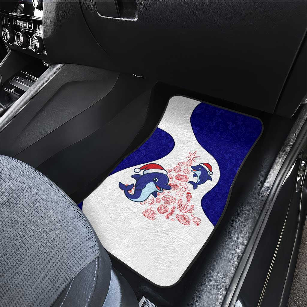 Belize Christmas Car Mats with Santa Dolphins Coral Reef and Ocean Holiday Theme - Wonder Print Shop