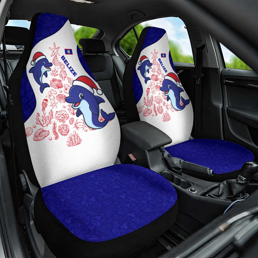 Belize Christmas Car Seat Cover with Santa Dolphins Coral Reef and Ocean Holiday Theme - Wonder Print Shop