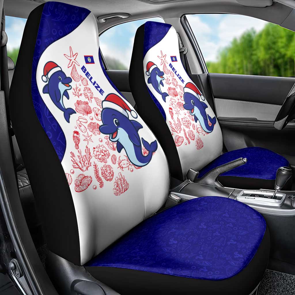 Belize Christmas Car Seat Cover with Santa Dolphins Coral Reef and Ocean Holiday Theme - Wonder Print Shop