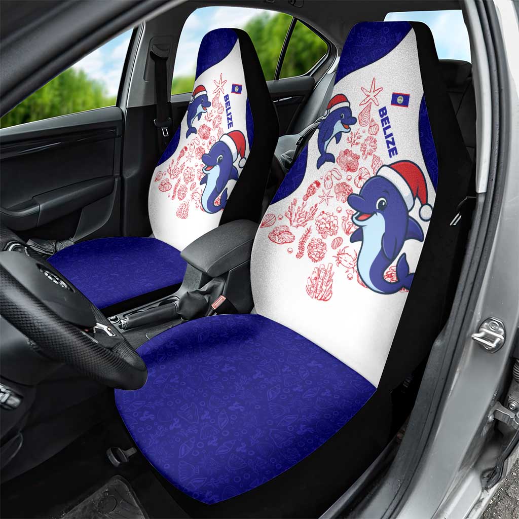 Belize Christmas Car Seat Cover with Santa Dolphins Coral Reef and Ocean Holiday Theme - Wonder Print Shop