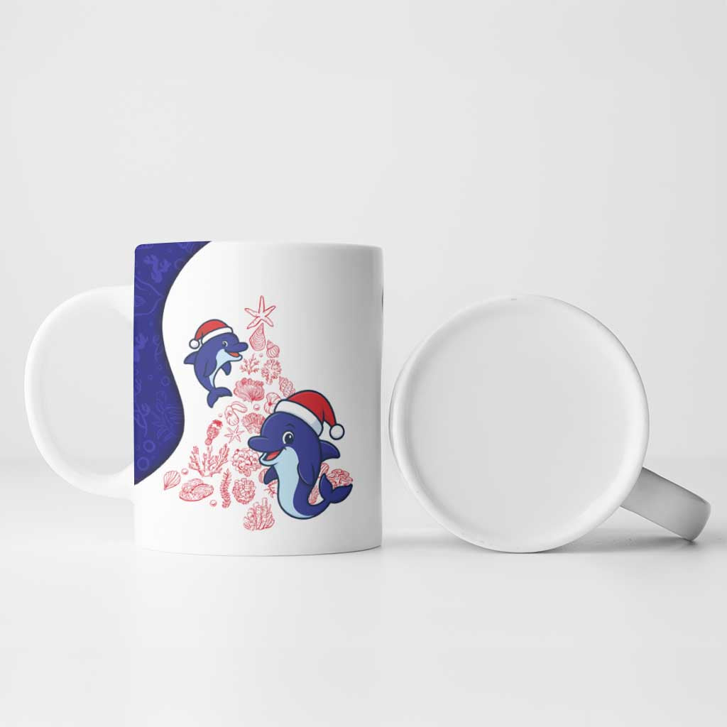 Belize Christmas Ceramic Mug with Santa Dolphins Coral Reef and Ocean Holiday Theme - Wonder Print Shop