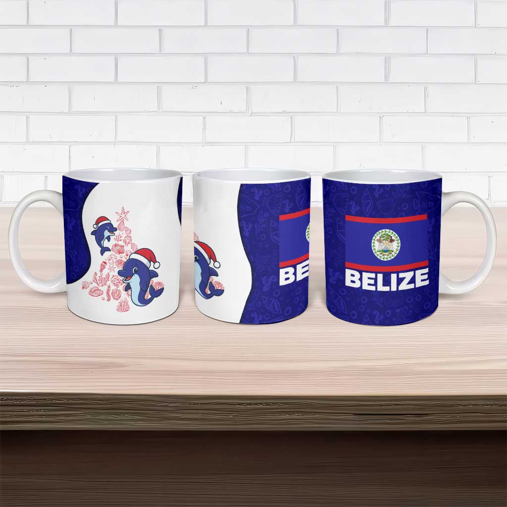 Belize Christmas Ceramic Mug with Santa Dolphins Coral Reef and Ocean Holiday Theme - Wonder Print Shop