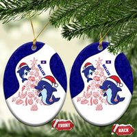 Belize Christmas Ceramic Ornament with Santa Dolphins Coral Reef and Ocean Holiday Theme - Wonder Print Shop