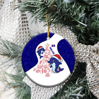 Belize Christmas Ceramic Ornament with Santa Dolphins Coral Reef and Ocean Holiday Theme - Wonder Print Shop