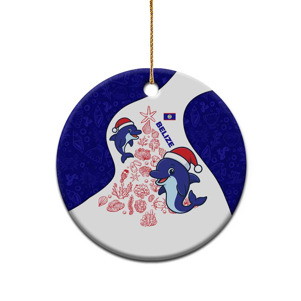 Belize Christmas Ceramic Ornament with Santa Dolphins Coral Reef and Ocean Holiday Theme - Wonder Print Shop