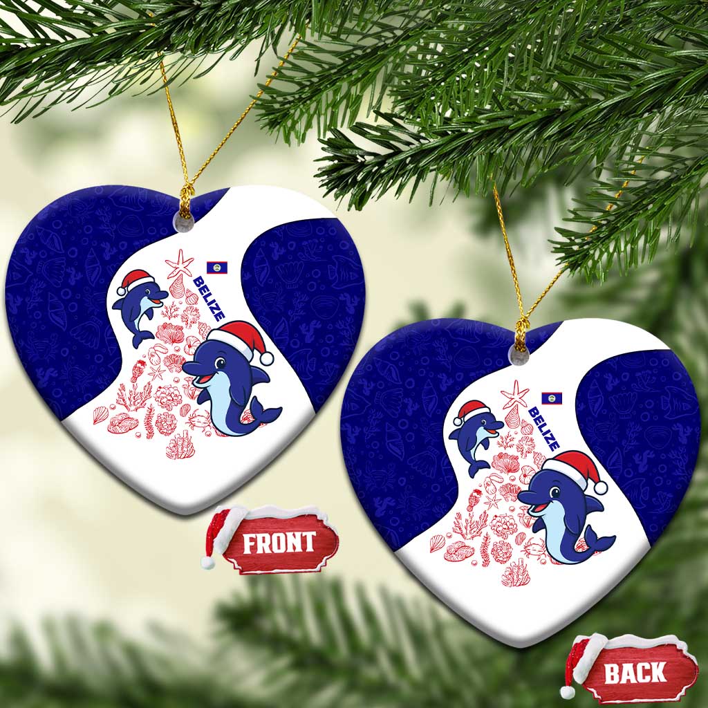 Belize Christmas Ceramic Ornament with Santa Dolphins Coral Reef and Ocean Holiday Theme - Wonder Print Shop