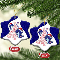 Belize Christmas Ceramic Ornament with Santa Dolphins Coral Reef and Ocean Holiday Theme - Wonder Print Shop