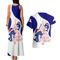 Belize Christmas Couples Matching Tank Maxi Dress and Hawaiian Shirt with Santa Dolphins Coral Reef and Ocean Holiday Theme - Wonder Print Shop