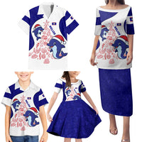 Belize Christmas Family Matching Puletasi and Hawaiian Shirt with Santa Dolphins Coral Reef and Ocean Holiday Theme - Wonder Print Shop