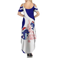 Belize Christmas Family Matching Summer Maxi Dress and Hawaiian Shirt with Santa Dolphins Coral Reef and Ocean Holiday Theme - Wonder Print Shop