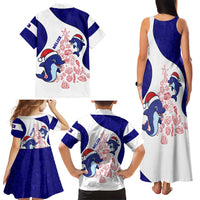Belize Christmas Family Matching Tank Maxi Dress and Hawaiian Shirt with Santa Dolphins Coral Reef and Ocean Holiday Theme - Wonder Print Shop