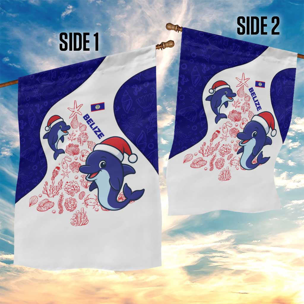 Belize Christmas Garden Flag with Santa Dolphins Coral Reef and Ocean Holiday Theme - Wonder Print Shop