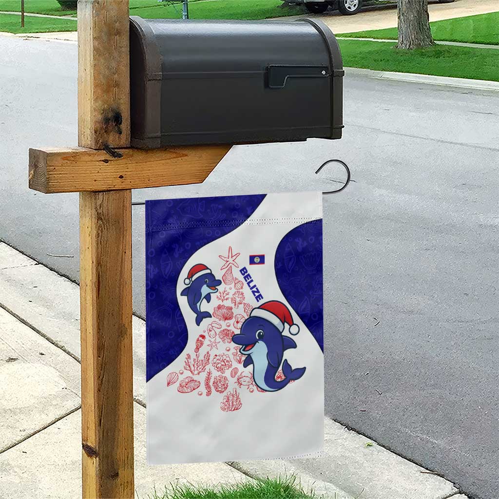 Belize Christmas Garden Flag with Santa Dolphins Coral Reef and Ocean Holiday Theme - Wonder Print Shop