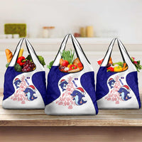 Belize Christmas Grocery Bag with Santa Dolphins Coral Reef and Ocean Holiday Theme - Wonder Print Shop