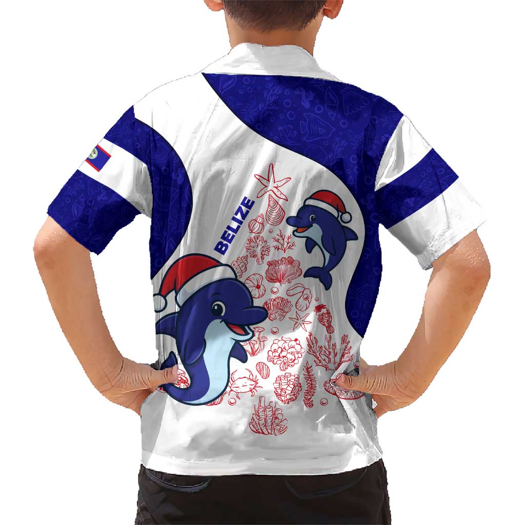 Belize Christmas Hawaiian Shirt with Santa Dolphins Coral Reef and Ocean Holiday Theme - Wonder Print Shop