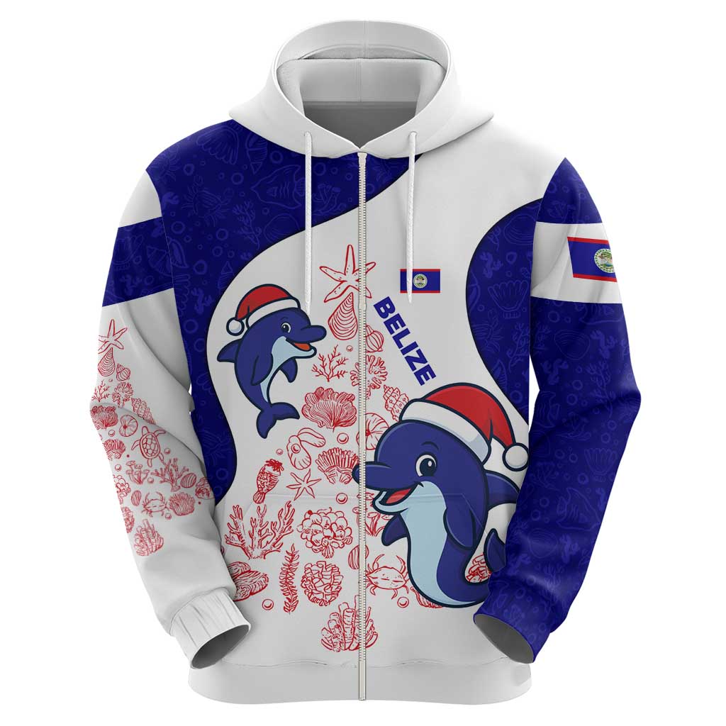 Belize Christmas Hoodie with Santa Dolphins Coral Reef and Ocean Holiday Theme - Wonder Print Shop