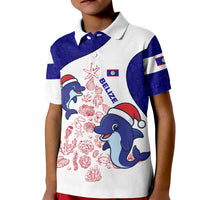 Belize Christmas Kid Polo Shirt with Santa Dolphins Coral Reef and Ocean Holiday Theme - Wonder Print Shop