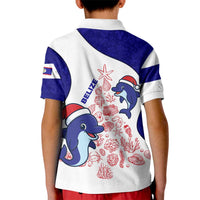 Belize Christmas Kid Polo Shirt with Santa Dolphins Coral Reef and Ocean Holiday Theme - Wonder Print Shop