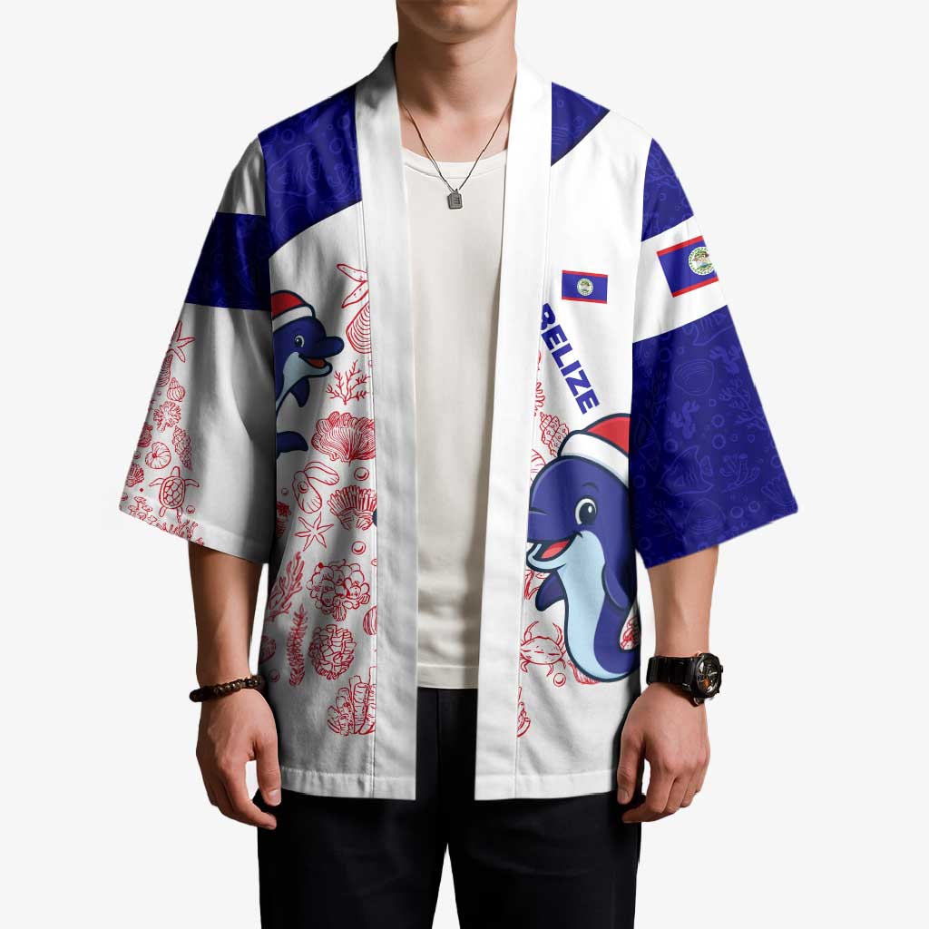 Belize Christmas Kimono with Santa Dolphins Coral Reef and Ocean Holiday Theme - Wonder Print Shop