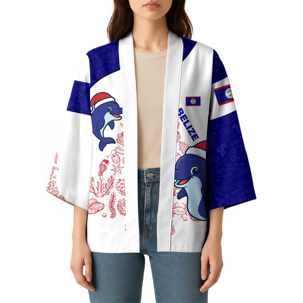Belize Christmas Kimono with Santa Dolphins Coral Reef and Ocean Holiday Theme - Wonder Print Shop