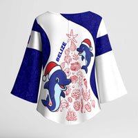 Belize Christmas Kimono Sleeve Blouse with Santa Dolphins Coral Reef and Ocean Holiday Theme - Wonder Print Shop