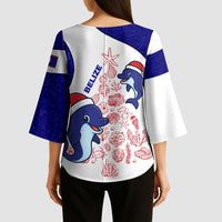 Belize Christmas Kimono Sleeve Blouse with Santa Dolphins Coral Reef and Ocean Holiday Theme - Wonder Print Shop
