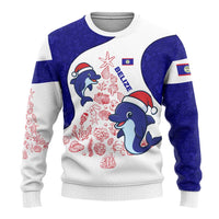 Belize Christmas Ugly Christmas Sweater with Santa Dolphins Coral Reef and Ocean Holiday Theme - Wonder Print Shop