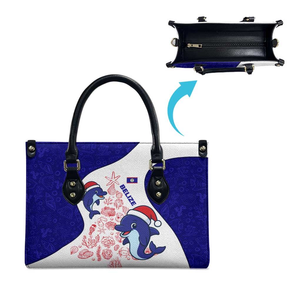 Belize Christmas Leather Bag with Santa Dolphins Coral Reef and Ocean Holiday Theme - Wonder Print Shop