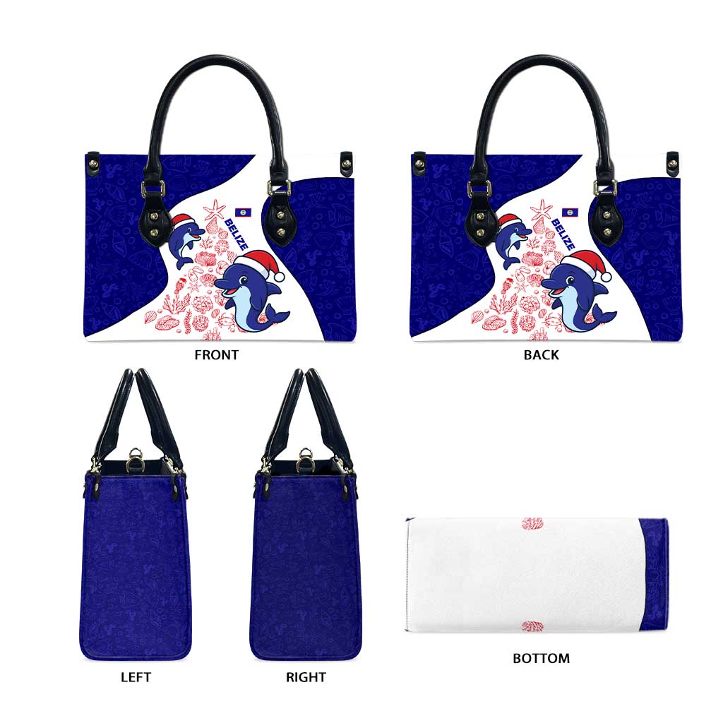 Belize Christmas Leather Bag with Santa Dolphins Coral Reef and Ocean Holiday Theme - Wonder Print Shop
