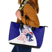 Belize Christmas Leather Tote Bag with Santa Dolphins Coral Reef and Ocean Holiday Theme - Wonder Print Shop