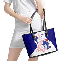 Belize Christmas Leather Tote Bag with Santa Dolphins Coral Reef and Ocean Holiday Theme - Wonder Print Shop