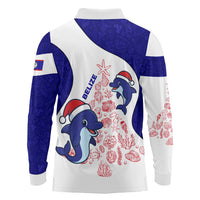 Belize Christmas Long Sleeve Polo Shirt with Santa Dolphins Coral Reef and Ocean Holiday Theme - Wonder Print Shop