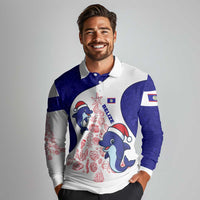 Belize Christmas Long Sleeve Polo Shirt with Santa Dolphins Coral Reef and Ocean Holiday Theme - Wonder Print Shop
