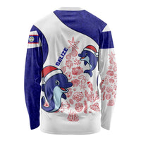 Belize Christmas Long Sleeve Shirt with Santa Dolphins Coral Reef and Ocean Holiday Theme - Wonder Print Shop