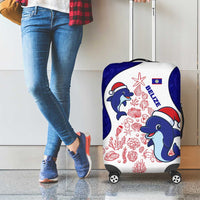 Belize Christmas Luggage Cover with Santa Dolphins Coral Reef and Ocean Holiday Theme - Wonder Print Shop