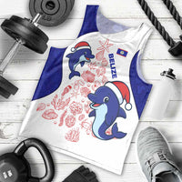 Belize Christmas Men Tank Top with Santa Dolphins Coral Reef and Ocean Holiday Theme - Wonder Print Shop