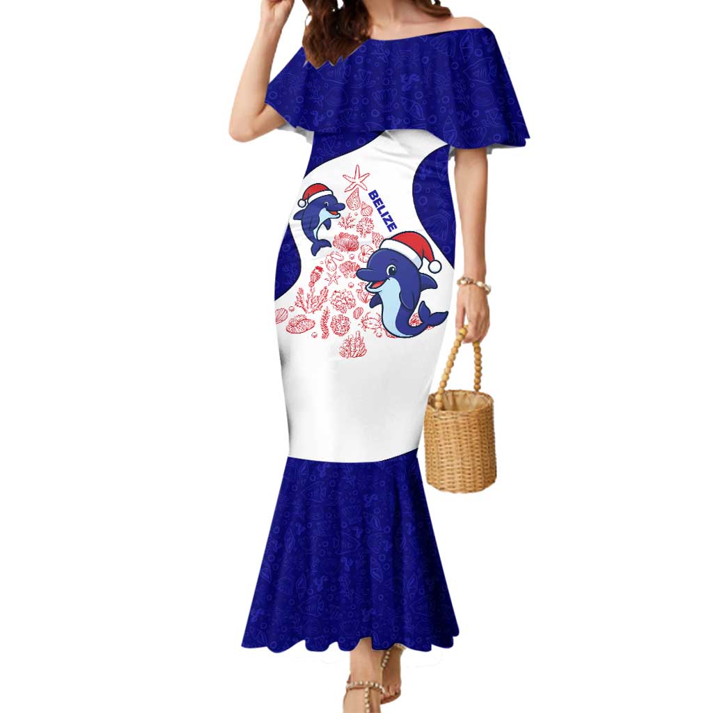 Belize Christmas Mermaid Dress with Santa Dolphins Coral Reef and Ocean Holiday Theme - Wonder Print Shop
