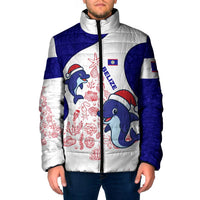 Belize Christmas Padded Jacket with Santa Dolphins Coral Reef and Ocean Holiday Theme - Wonder Print Shop