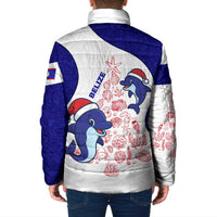 Belize Christmas Padded Jacket with Santa Dolphins Coral Reef and Ocean Holiday Theme - Wonder Print Shop