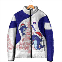 Belize Christmas Padded Jacket with Santa Dolphins Coral Reef and Ocean Holiday Theme - Wonder Print Shop