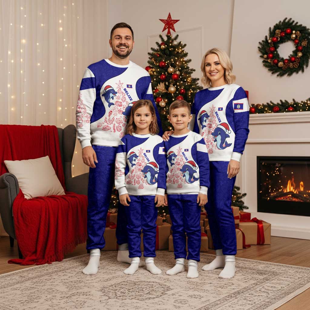 Belize Christmas Pajama Set with Santa Dolphins Coral Reef and Ocean Holiday Theme - Wonder Print Shop