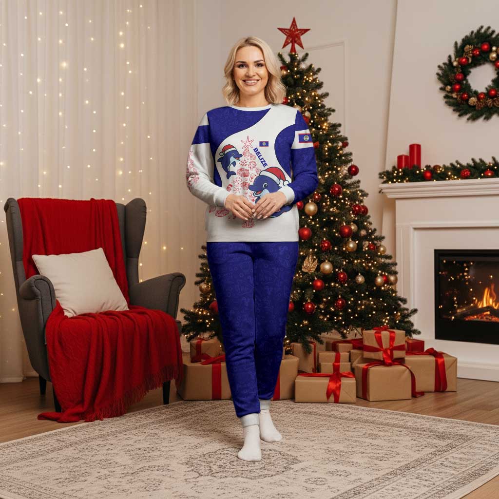 Belize Christmas Pajama Set with Santa Dolphins Coral Reef and Ocean Holiday Theme - Wonder Print Shop