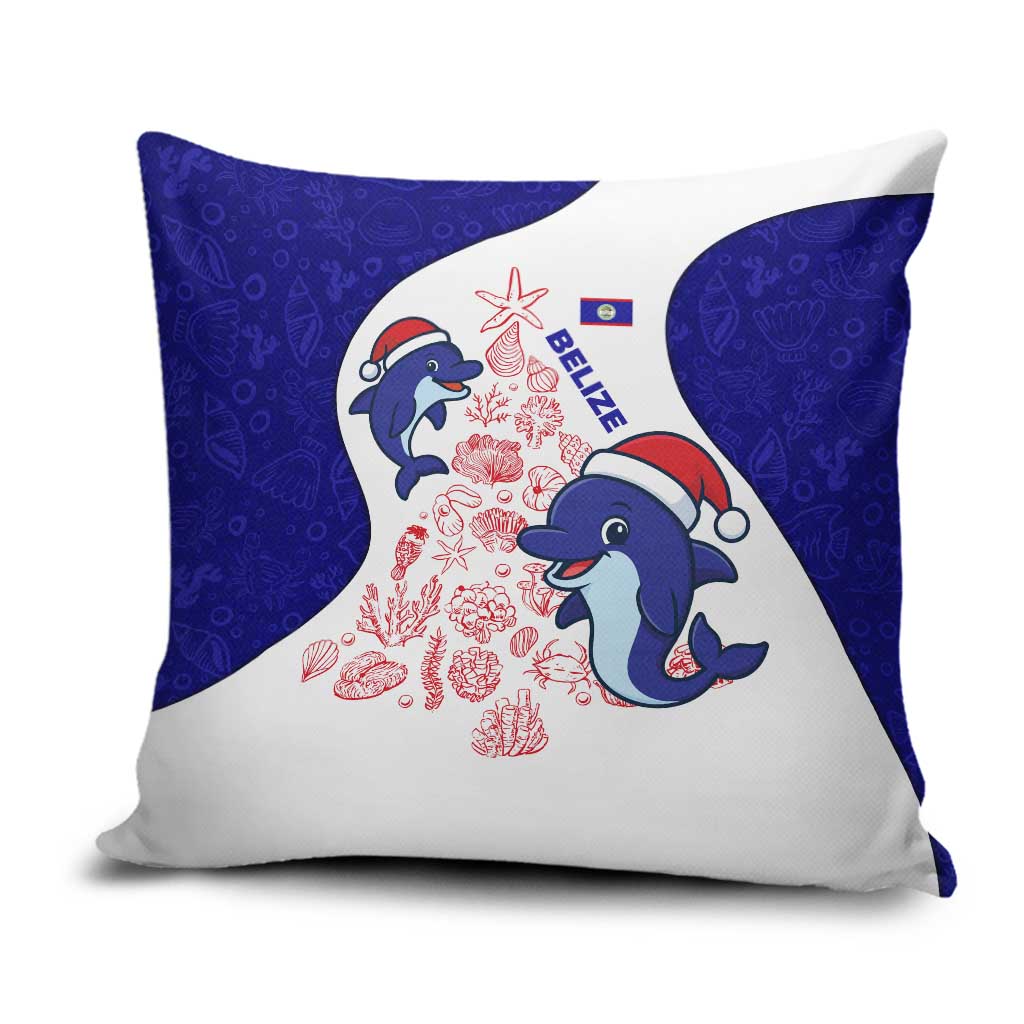Belize Christmas Pillow Cover with Santa Dolphins Coral Reef and Ocean Holiday Theme - Wonder Print Shop
