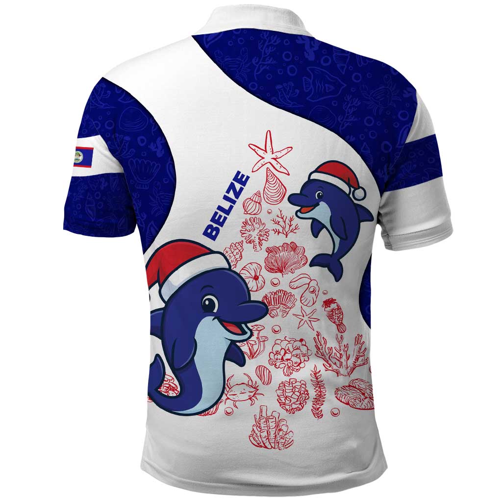 Belize Christmas Polo Shirt with Santa Dolphins Coral Reef and Ocean Holiday Theme - Wonder Print Shop